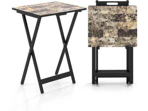 COSTWAY Set van 4 tuintafels, inklapbaar, weerbestendige bistrotafel