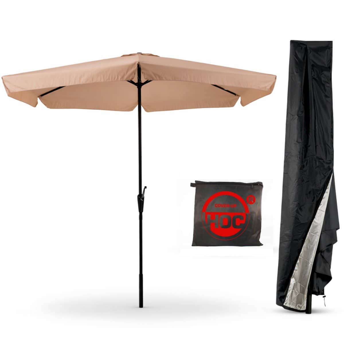 cuhoc ecru parasol met hoes 3m stokparasol