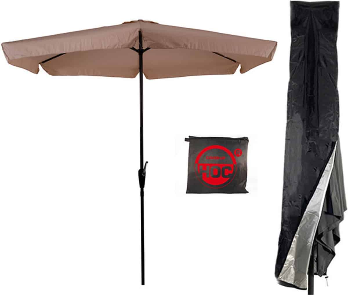 cuhoc ecru parasol met hoes 3m stokparasol