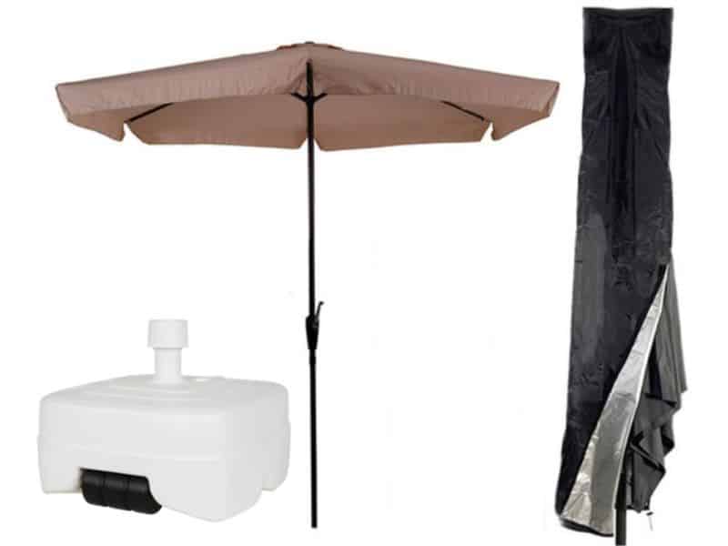 CUHOC Parasol 300 cm Ecru - Inclusief Witte Verrijdbare Vulbare