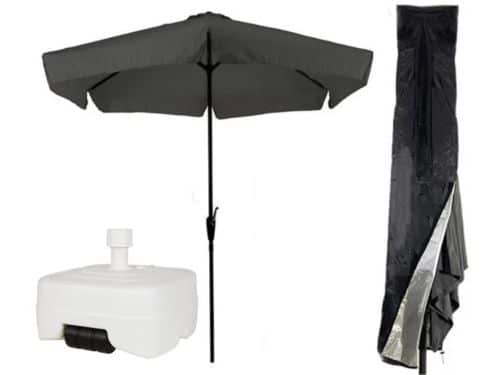 CUHOC Parasol 300 cm Grijs - Inclusief Witte Verrijdbare Vulbare