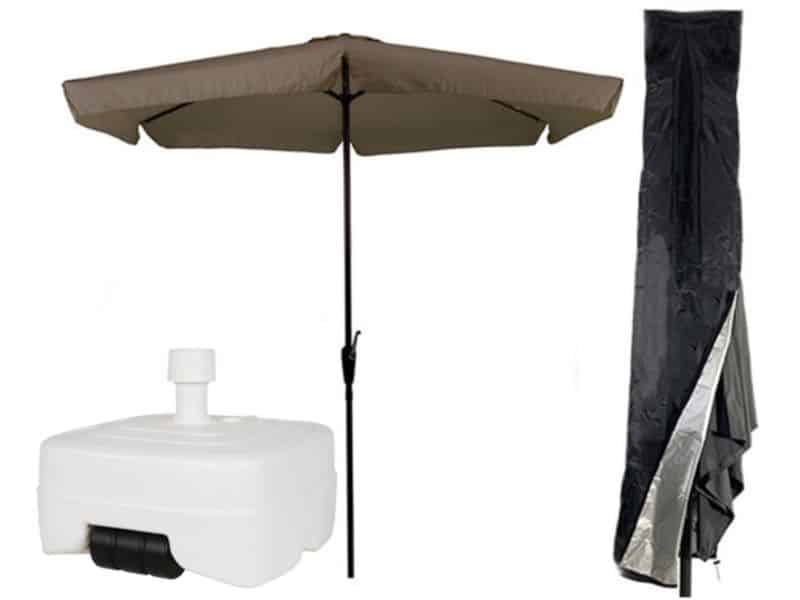 CUHOC Parasol 300 cm Taupe - Inclusief Witte Verrijdbare Vulbare