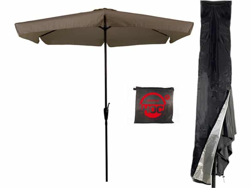CUHOC - Taupe Parasol met hoes - 3m - stokparasol
