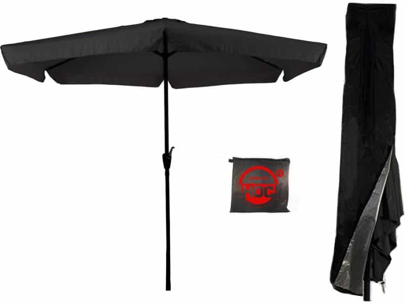 CUHOC - Zwarte Parasol met hoes - 3m - stokparasol