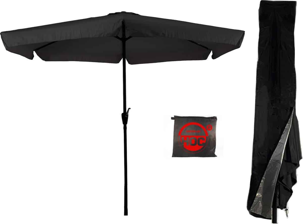cuhoc zwarte parasol met hoes 3m stokparasol