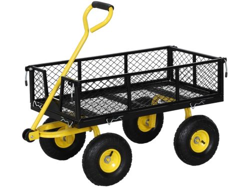 Daity Tuinwagen, vierwielig transportvoertuig, met afneembare zijpanelen die tot een