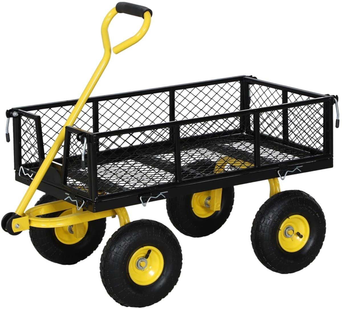 daity tuinwagen, vierwielig transportvoertuig, met afneembare zijpanelen die tot een