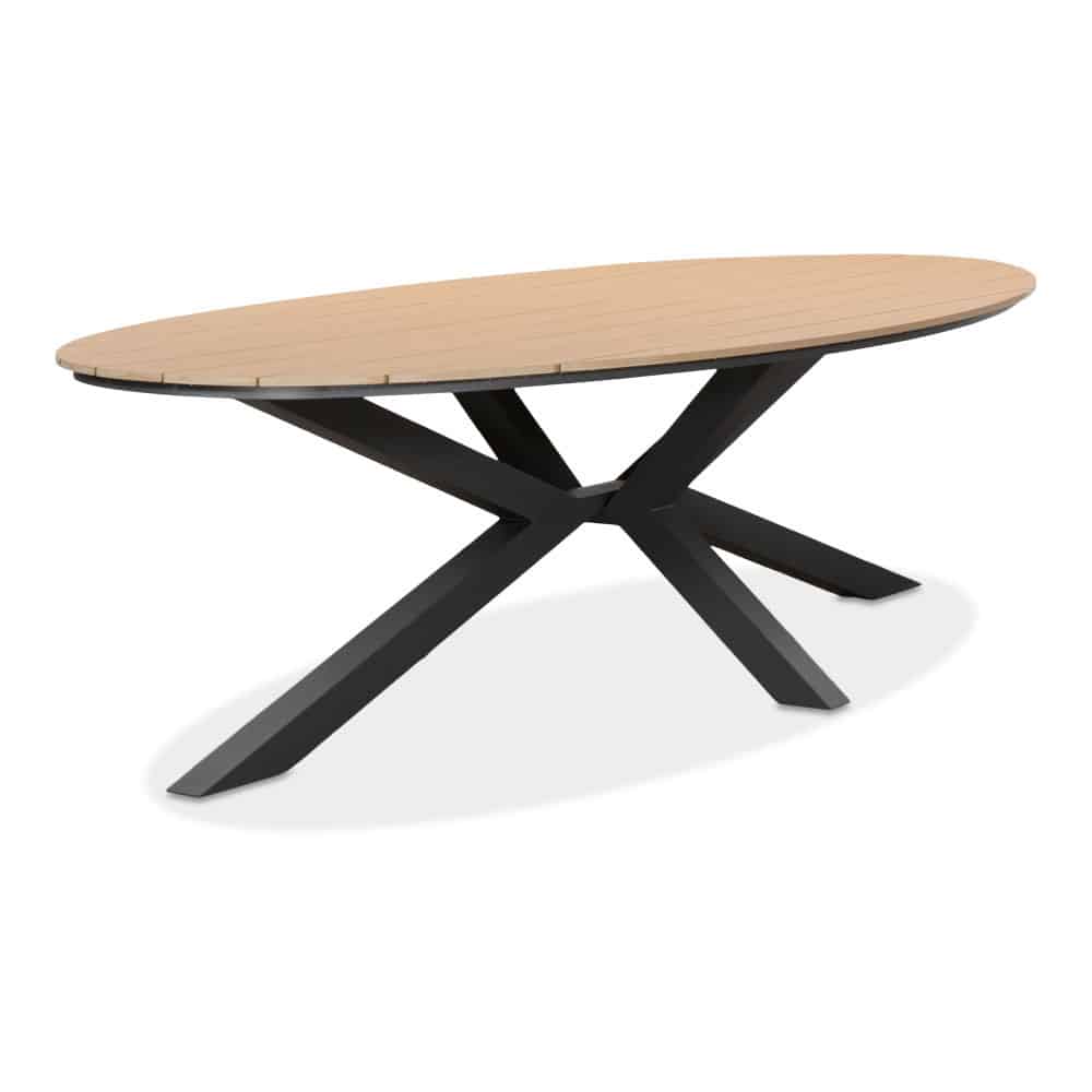 dallas dining tuintafel 6 personen | polywood + aluminium | natural wood/antraciet | 220cm