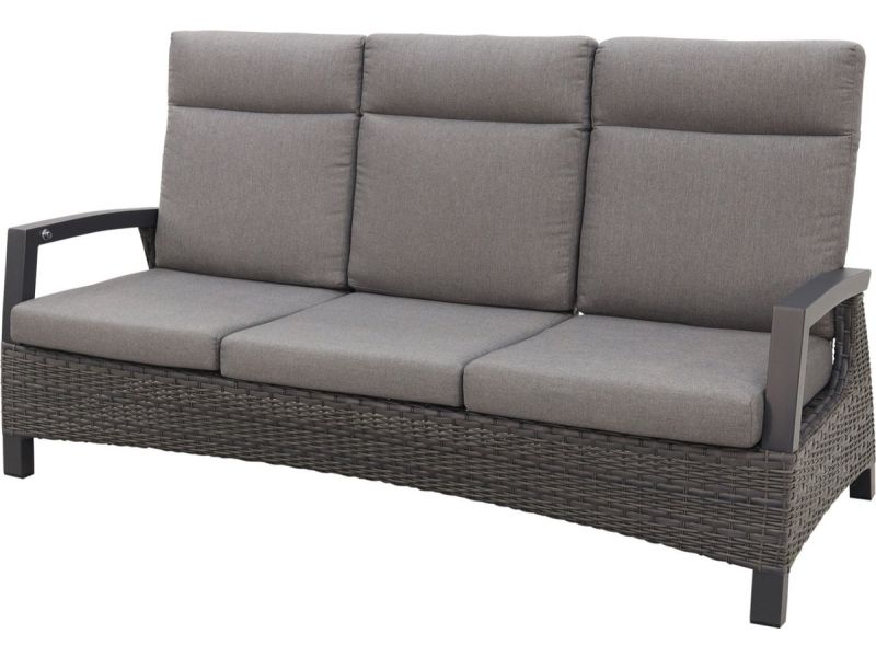 Darwin wicker verstelbare 3-zits loungebank - Antraciet