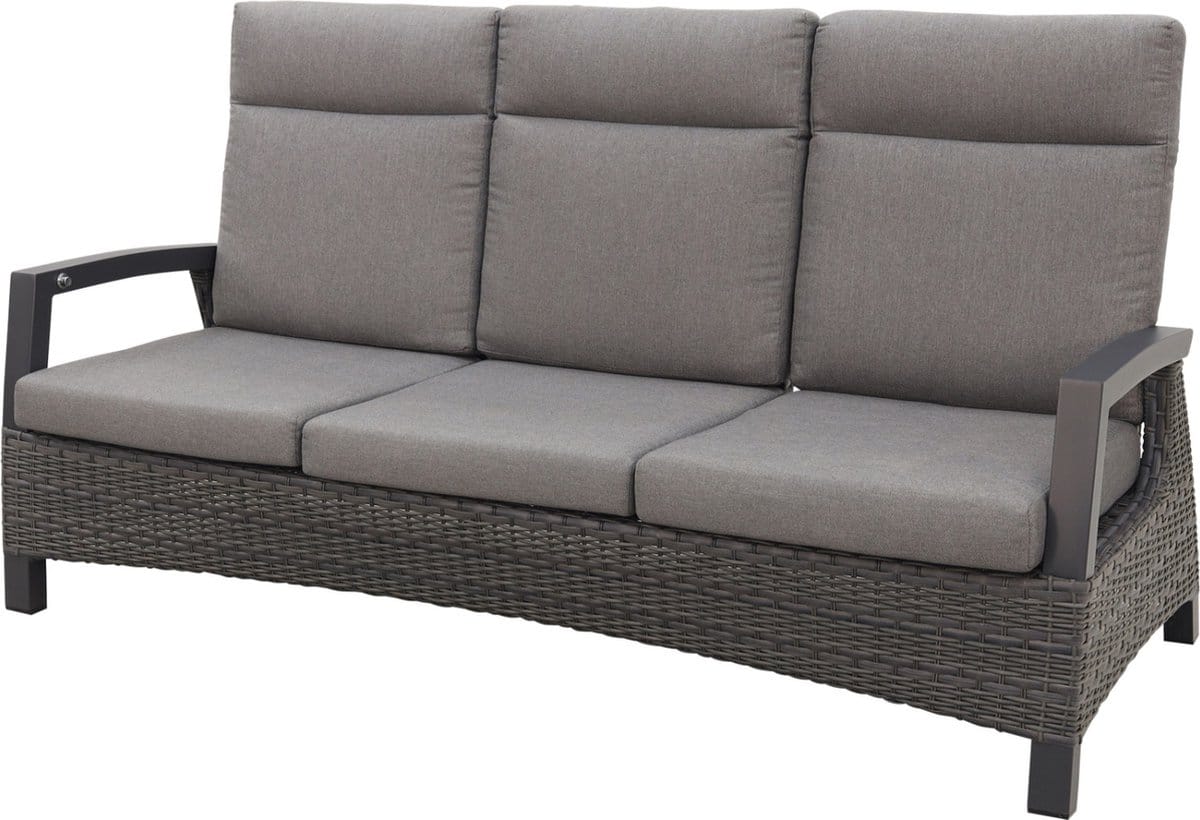 darwin wicker verstelbare 3 zits loungebank antraciet