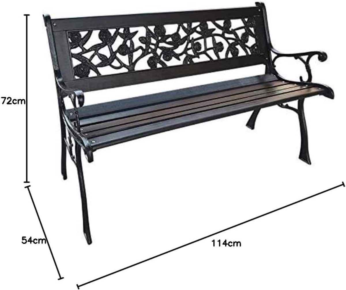decoratieve parkbank van hardhout met stalen frame voor tuin en