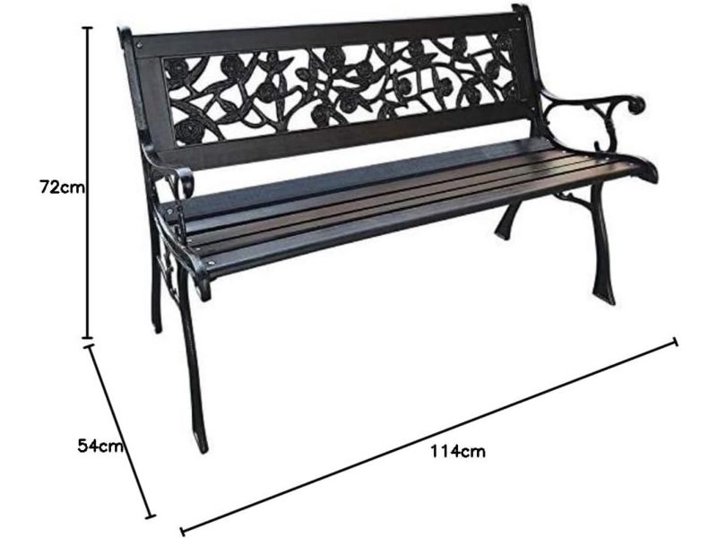 Decoratieve Parkbank van Hardhout met Stalen Frame voor Tuin en