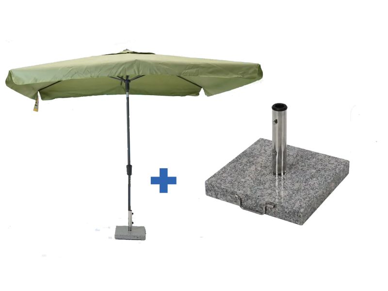 Delos 200x300cm sage groen met 35kg voet