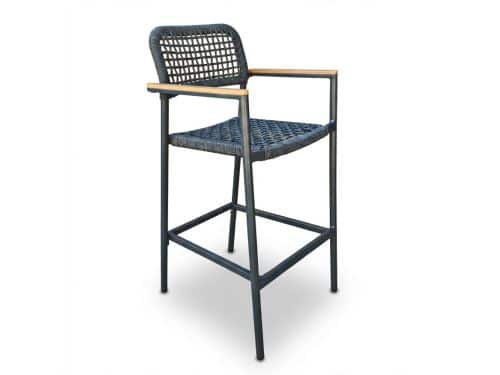 Denver dining barstoel | touw + aluminium | antraciet