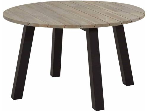 Derby dining tuintafel 130 cm rond aluminium teak