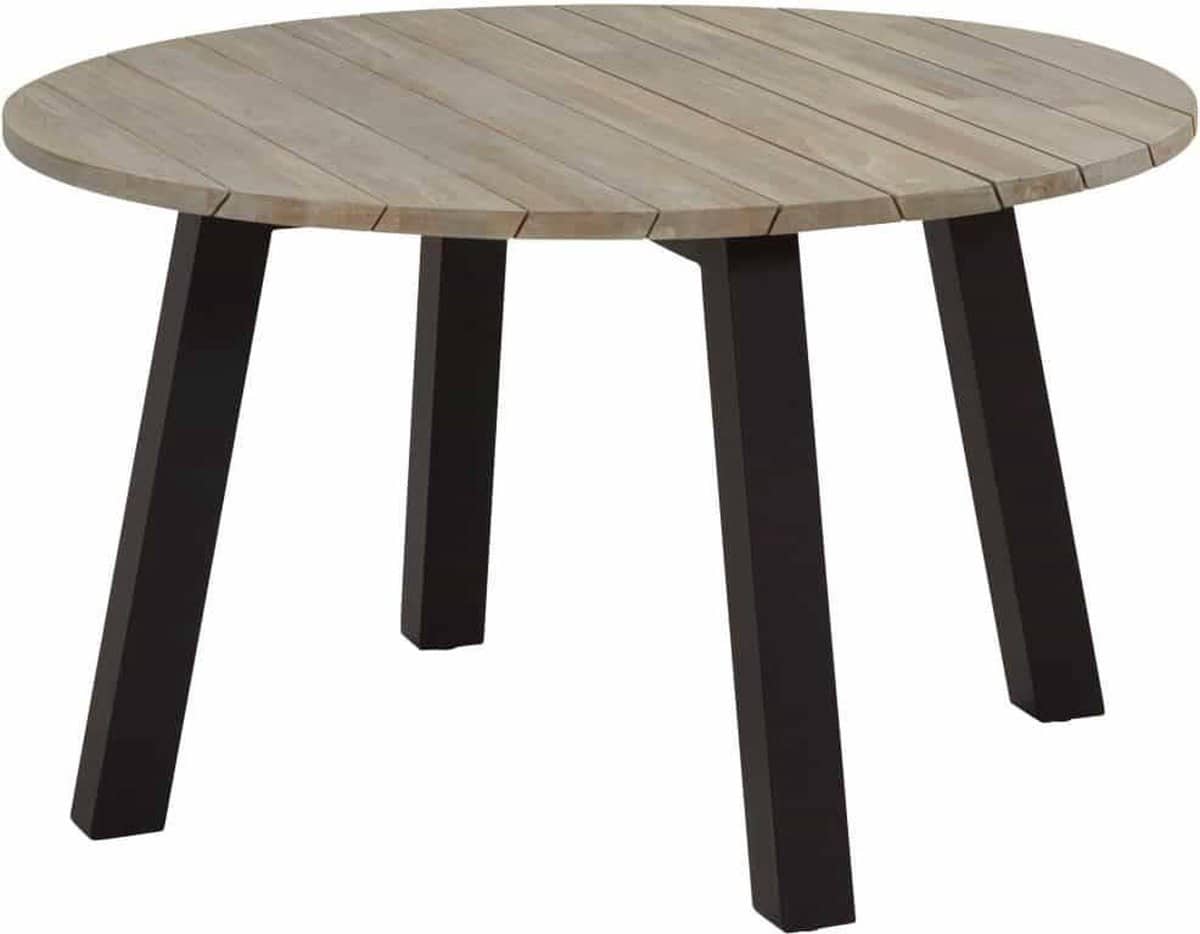 derby dining tuintafel 130 cm rond aluminium teak