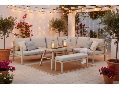 Dining Loungeset 6 personen Aluminium Taupe Lifestyle Garden Furniture Campa