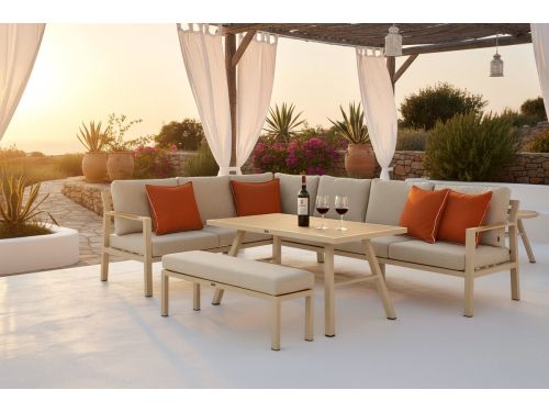 Dining Loungeset 6 personen Aluminium Taupe Lifestyle Garden Furniture Terrasso