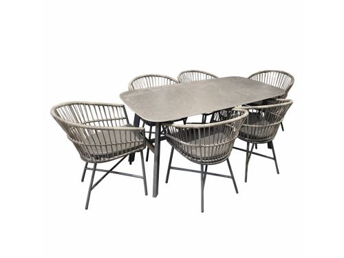 Diningset Cossato Biella Grey Oosterik Home - Oosterik home