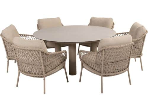 Donato Sardinia low dining set 7 delig 160 cm rond