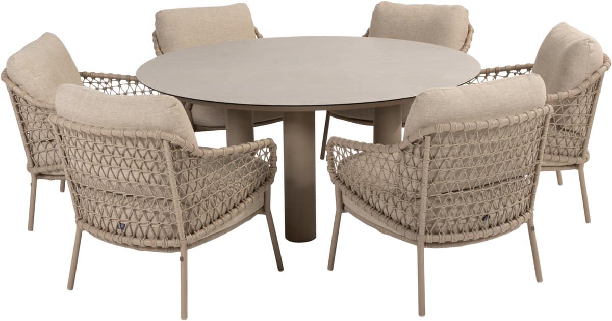 donato sardinia low dining set 7 delig 160 cm rond
