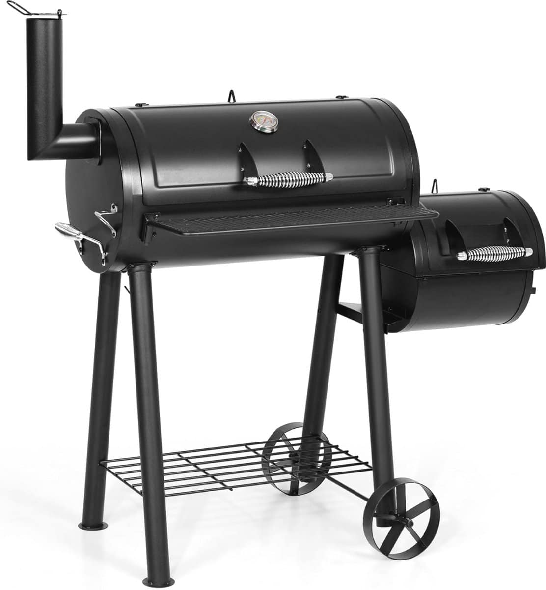 draagbare bbq houtskool grill met offset roker voor camping en