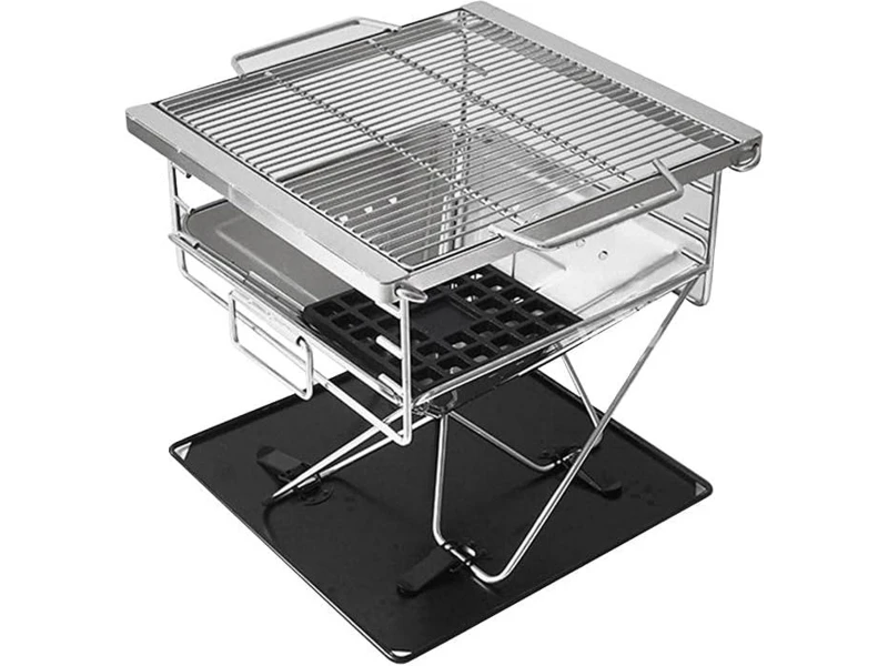 Draagbare Houtskool BBQ Grill Kampvuur Camping - Opvouwbaar RVS Vuurplaats