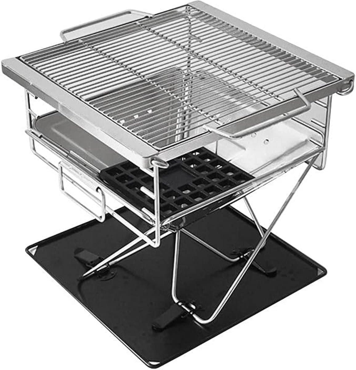 draagbare houtskool bbq grill kampvuur camping opvouwbaar rvs vuurplaats