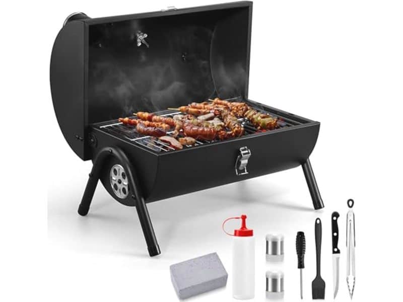 Draagbare Houtskoolgrillset voor Buiten - Compacte Mini BBQ voor Camping