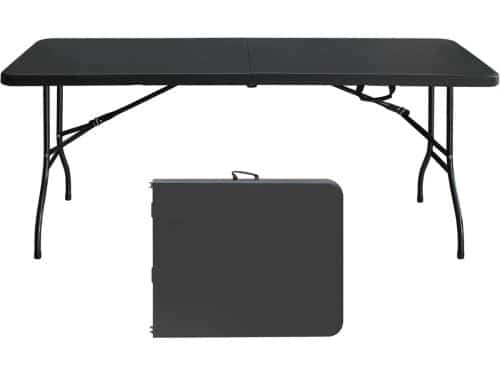 Draagbare Opvouwbare Klaptafel 180cm Kunststof Zwart Binnen en Buiten