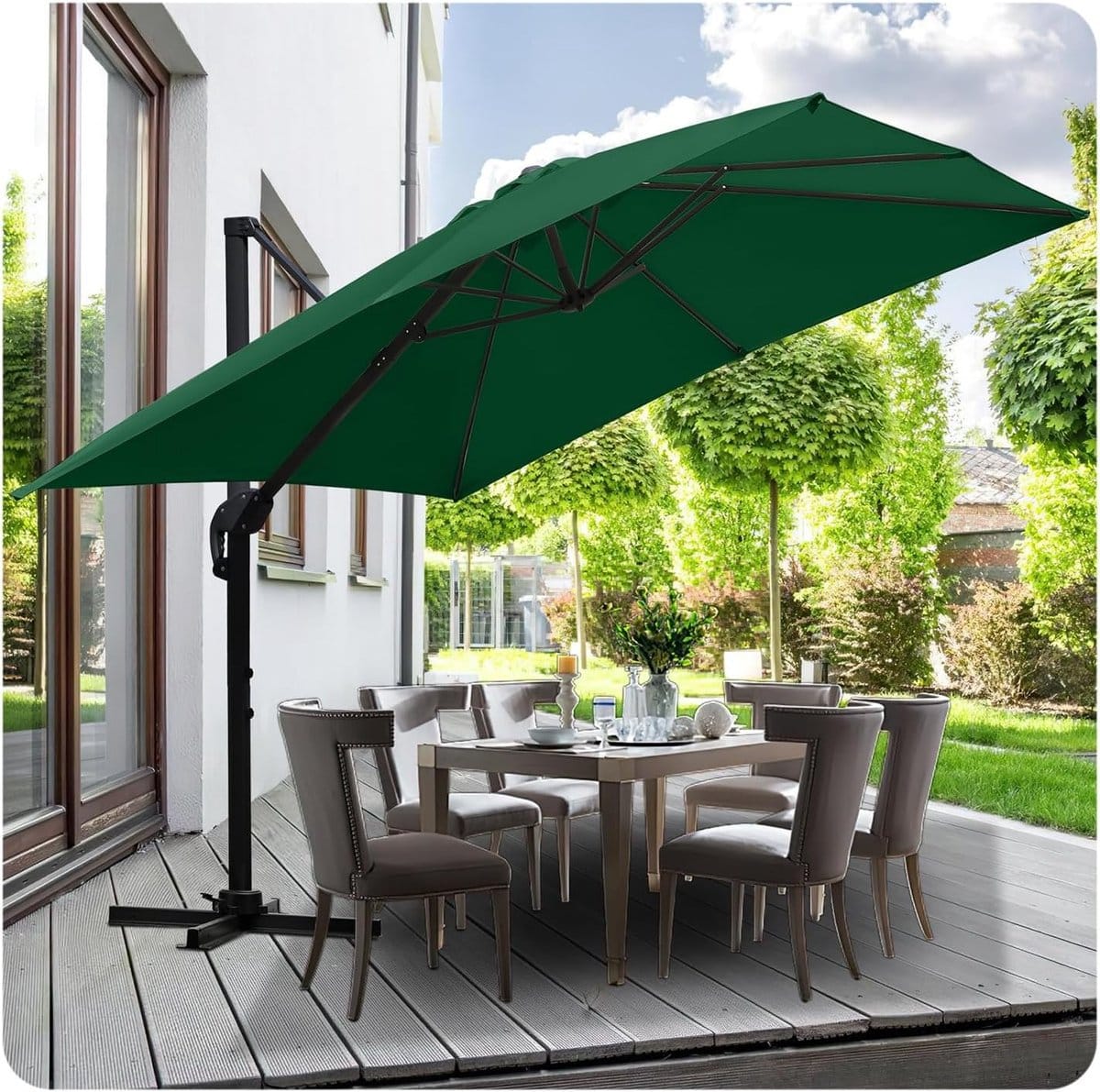draaibare zweefparasol 300 cm en 350 cm terrasparasol met