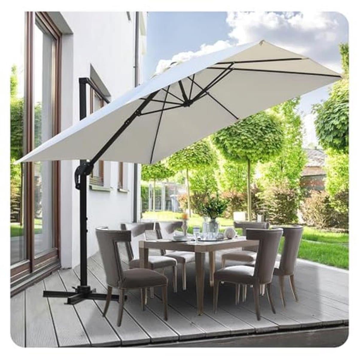 draaibare zweefparasol 300 cm en 350 cm voor tuin en