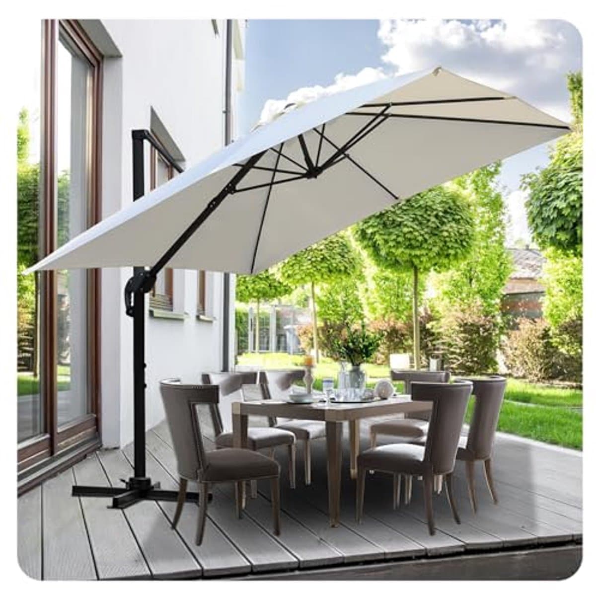draaibare zweefparasol 300 cm en 350 cm voor tuin en