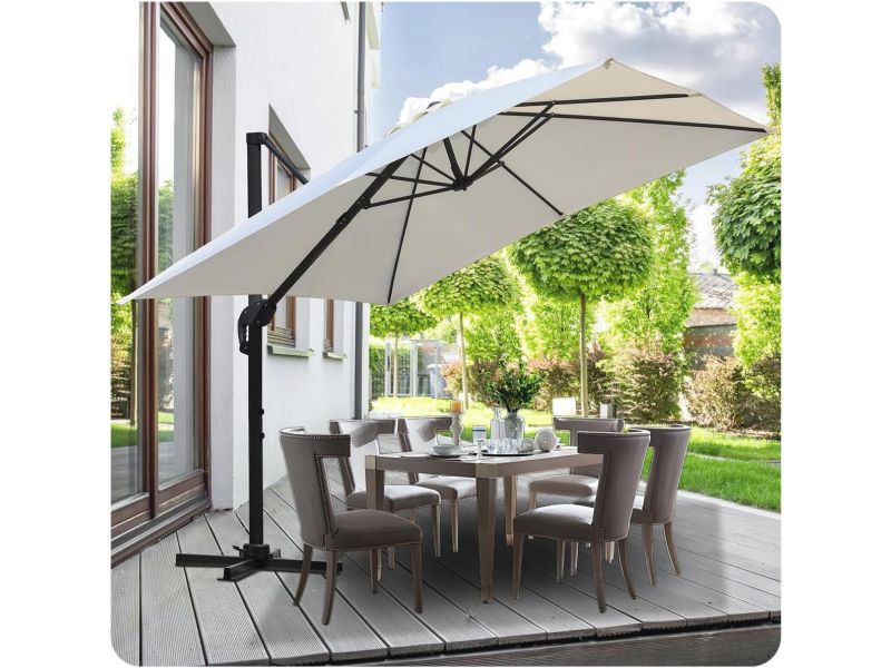 Draaibare zweefparasol 300 cm en 350 cm voor tuin en