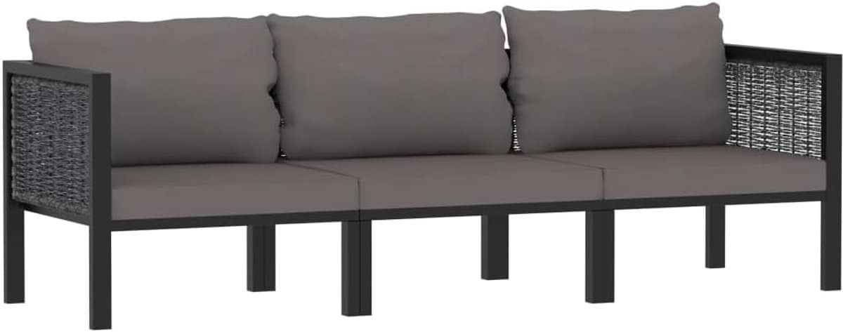 driezits tuinbank poly rattan antraciet weerbestendige loungebank buiten