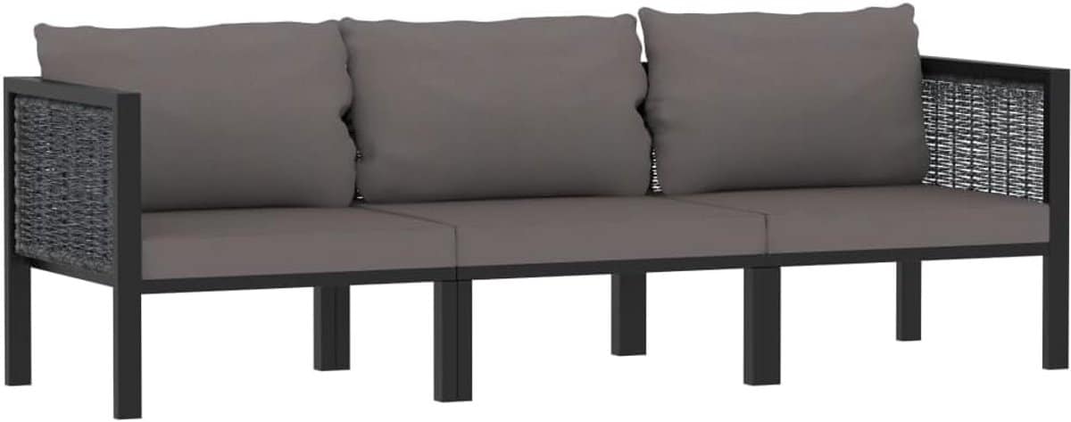 driezits tuinbank poly rattan antraciet weerbestendige loungebank buiten