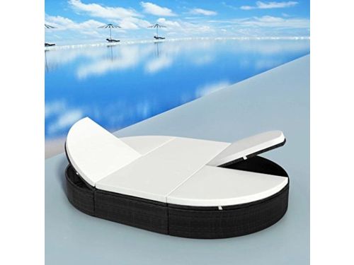 Dubbel Zonnebed voor Tuin met Verstelbare Rugleuning en Kussens