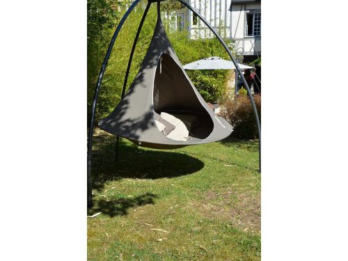 Dubbele hangstoel - taupe met standaard