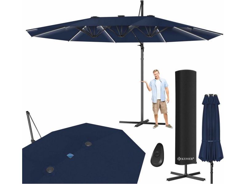 Dubbele Parasol 460 x 270 cm | Zweefparasol met beschermhoes