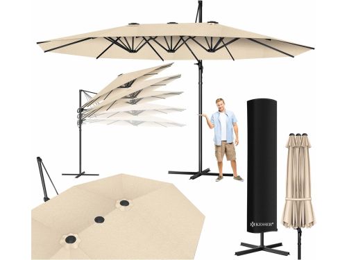 Dubbele Parasol 4,6m x 2,7m - Kantelbaar & 360° Draaibaar