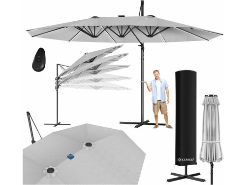 Dubbele Parasol 4,6m x 2,7m met Beschermhoes en Windscherm