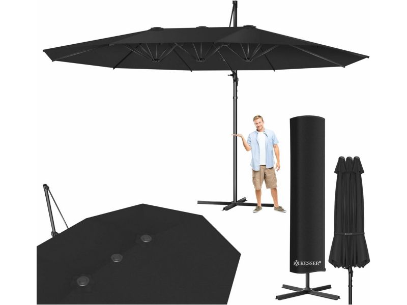 Dubbele Parasol 4,6m x 2,7m | Zweefparasol met beschermhoes