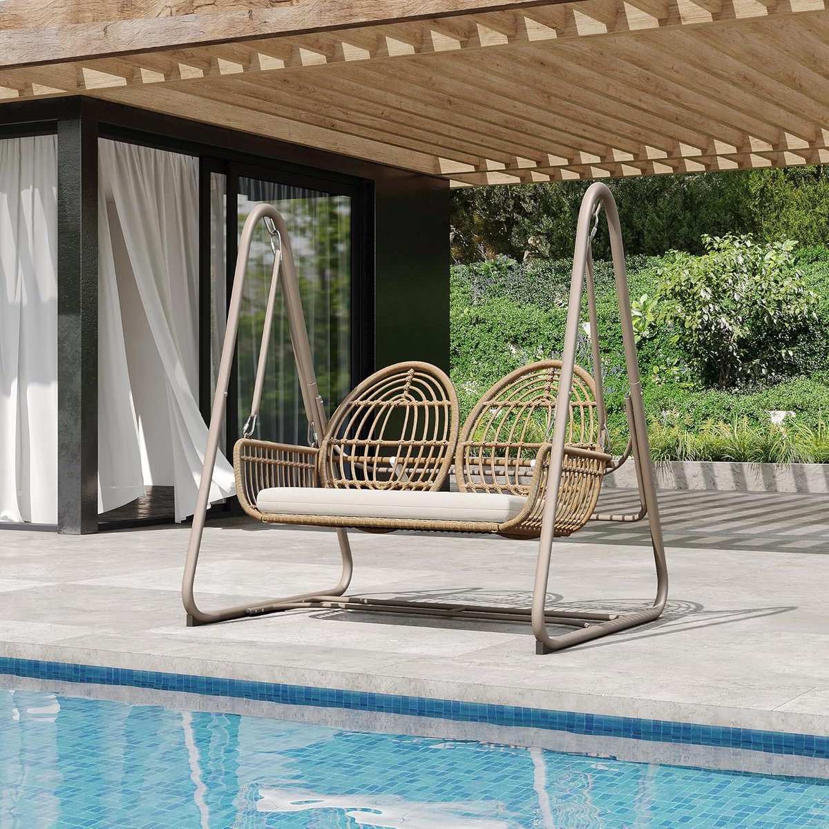 dubbele schommelbank voor tuin en buiten met rugleuning