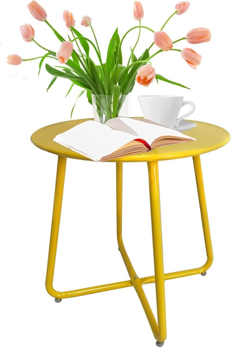 duurzame ronde bijzettafel voor patio, tuin en balkon
