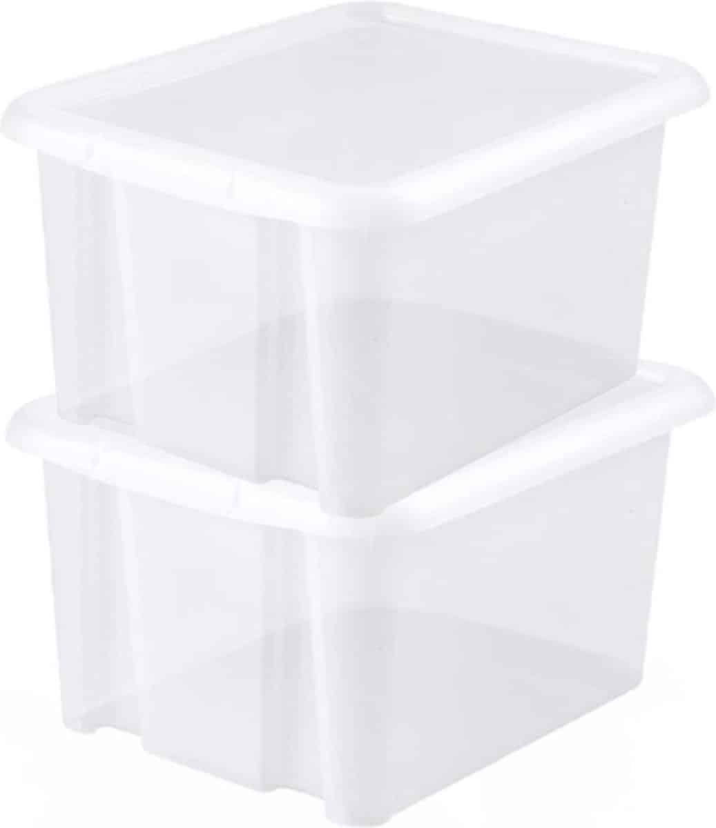 eda opbergbox 30l 8x wit stapelbaar