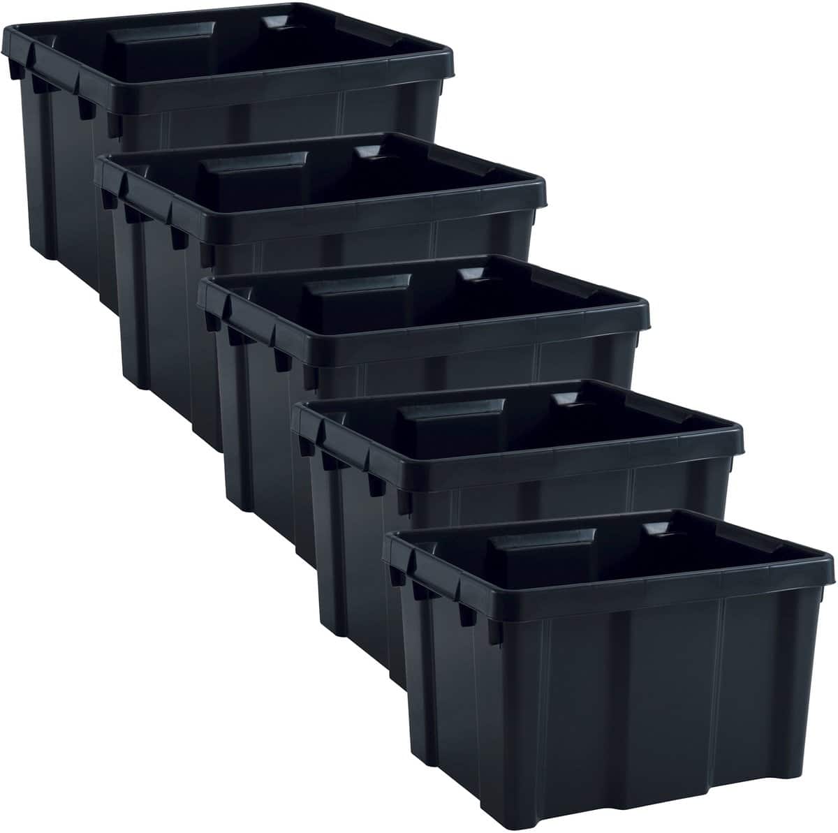 eda opbergbox/opbergkrat 30 l 20x zwart kunststof