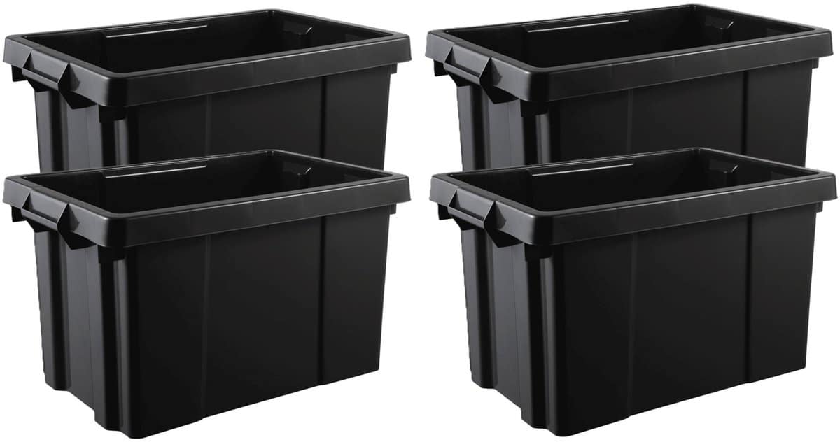 EDA Opbergbox/opbergkrat 54 L – 10x – zwart – kunststof