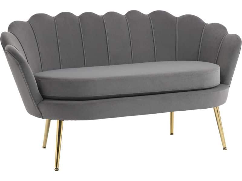 Elegante 2-zits stoffen bank met royale kussens - Fluweelachtige loungebank