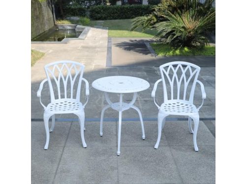 Elegante 3-delige bistroset van gegoten aluminium voor tuin en terras