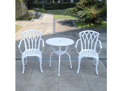 Elegante 3-delige bistroset van gegoten aluminium voor tuin en terras